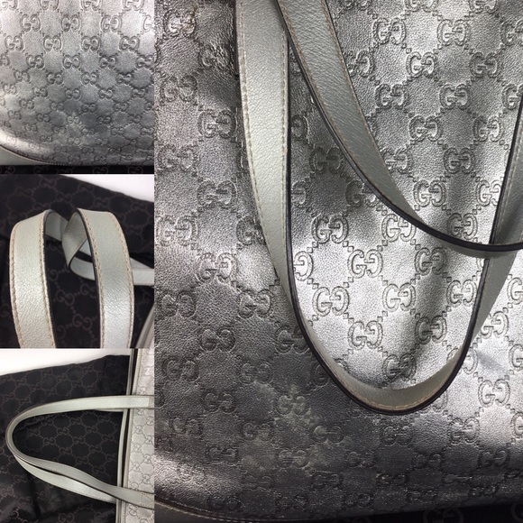 💎HUGE PLATINUM GUCCI LEATHER TOTE - Picture 12 of 16